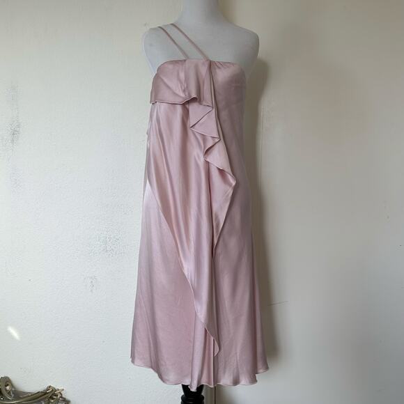Renato Nucci Dresses & Skirts - Renato Nucci Paris 100% Silk Blush Ruffle Slip Dress Midi Elegant French Design